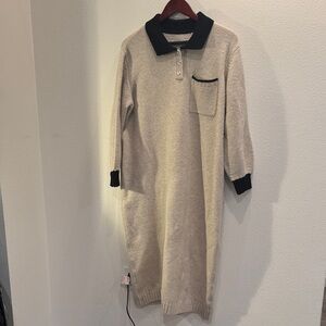 Chic Cream Maxi Dress with Black Trim